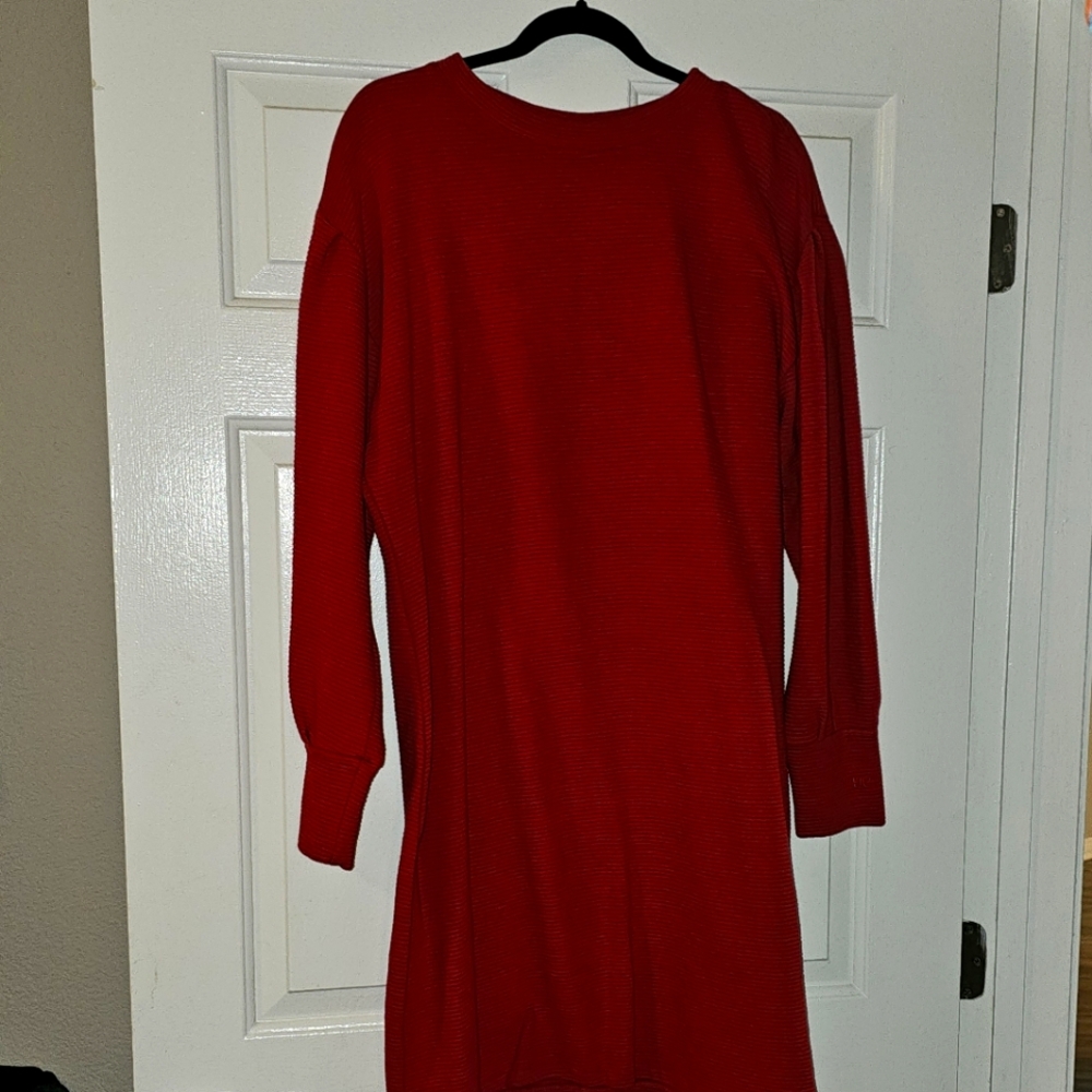ATLAS RIBBED SWEATER DRESS, Red